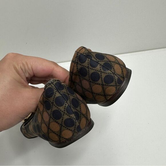 Tory Burch Flats Size 6 Brown/Navy RARE Gold Hardware Noel Casual Shoes - Picture 7 of 9